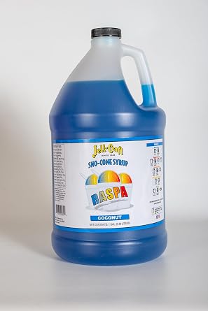 Jell-Craft Coconut Snow Cone Syrup, 1 Gallon, Raspa - Great for frozen drinks, punch, slushie, snow cones, ice cream topping or aguas frescas