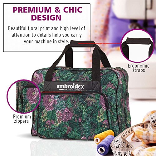 Floral Sewing Machine Carrying Case - Carry Tote/Bag Universal