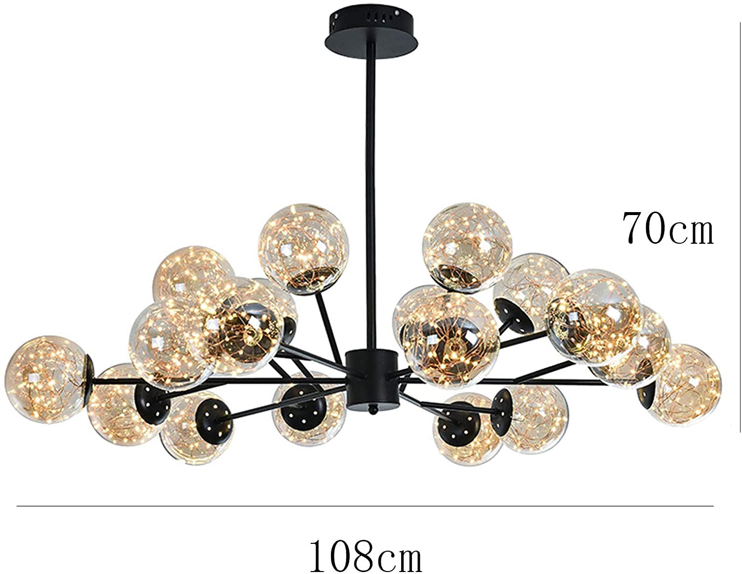 Nowoczesna lampa wisząca LED z możliwością ściemniania, czarna lampa sufitowa, współczesny żyrandol do jadalni, salonu, sypialni, przedpokoju, restauracji - neutralne światło 18 cali