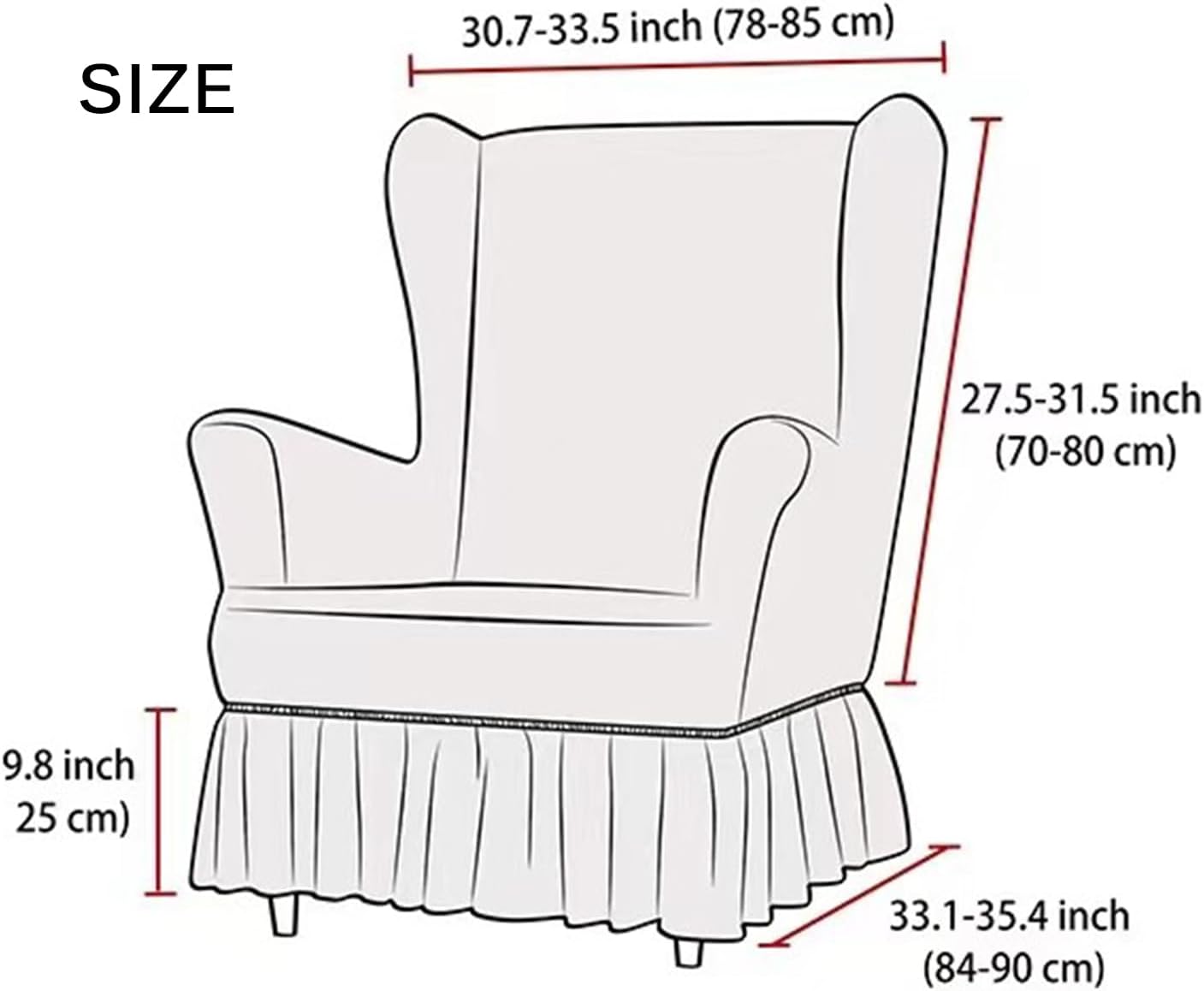 Greya,1pcs, Wingback Chair Cover with Skirt 1Pcs Stretch Wing Chair Slipcover Living Room High Back Chair Cover Duatproof Armchair Slipcover Furniture Protector Soft Washable