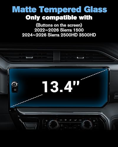 Vista 167 de 1 protector de pantalla de cristal templado brillante de 13.4 pulgadas para Silverado & Sierra 2500HD 3500HD 2022~2026 (sin botones en la pantalla)