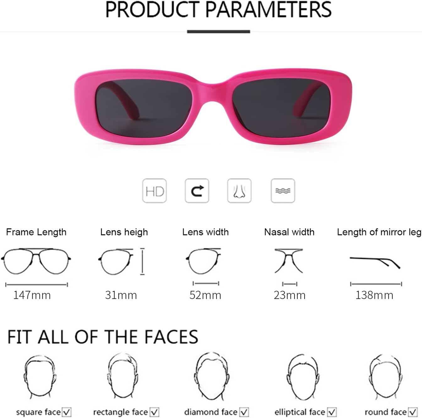 ADE WU Rectangle Sunglasses for Women Men Retro 90s Trendy Narrow Rectangular Sun Glasses Fashion Y2K Unisex Stylish - Image 5