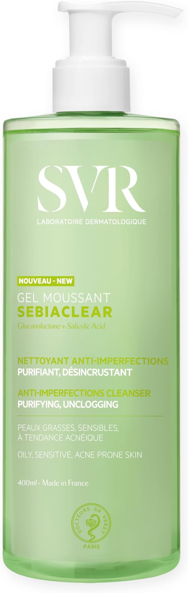 Gel Moussant Visage & Corps SVR Sebiaclear – Peau Sensible, Mixte à Grasse, Acné – 400 ml Gel Moussant Visage & Corps SVR Sebiaclear – Peau Sensible, Mixte à Grasse, Acné – 400 ml