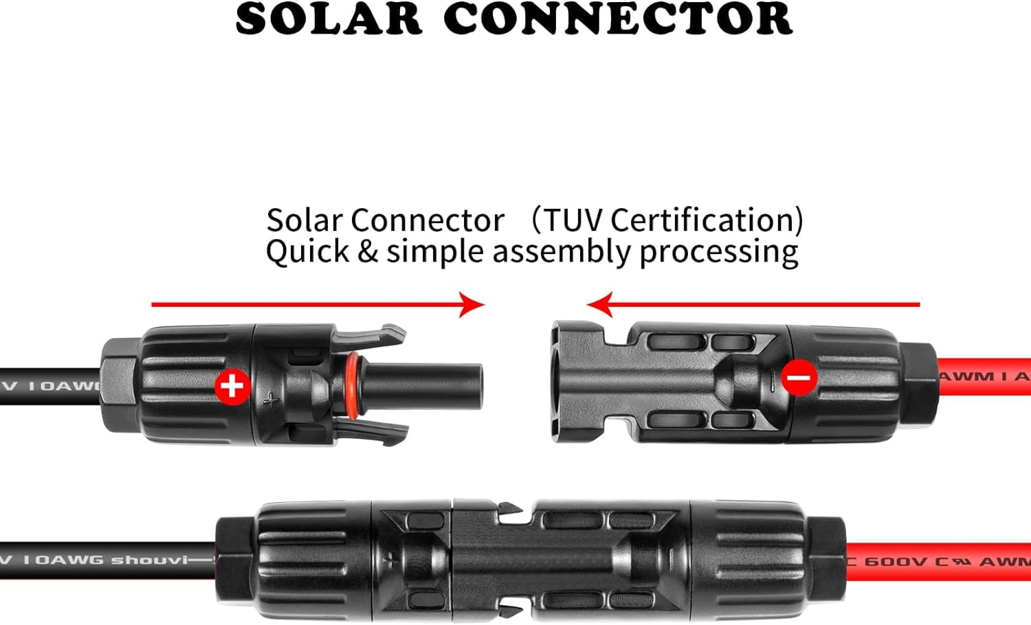 Conector de panel solar a XT60 Cable conector de 50 pies, 10 AWG Solar a XT60 Cable de extensión de carga XT60 (enchufe hembra) para panel solar plegable RV, estación de energía portátil, generador
