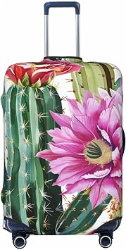 Elastic Luggage Cover Anti Scratch Dirt Covers, Watercolor Tropical Cactus Plants Floral Cartoon Like Print Travel Luggage Cover Suitcase Protector Fits 18-22 Inch Luggage