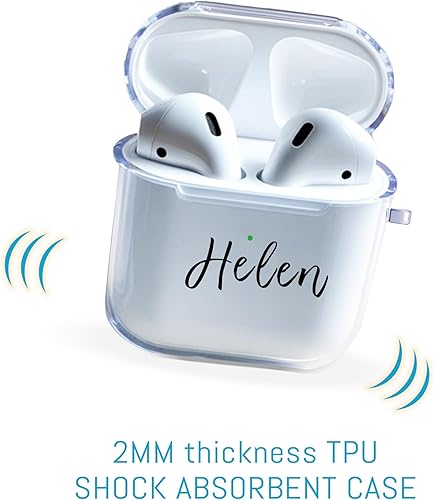 Miniatura 2 de Funda personalizada compatible con AirPods 4, AirPods 2, Airpods 1, nombre personalizado en funda transparente para AirPods 4, 2, 1 con cordón, gran