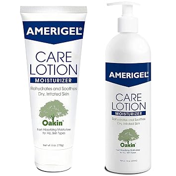 AMERIGEL Care Lotion Bundle - Hypoallergenic Moisturizer 6 oz. Rehydrates & Soothes Dry Skin - Care Lotion for Diabetic Skin Care 16 oz. Soothes Irritated Skin