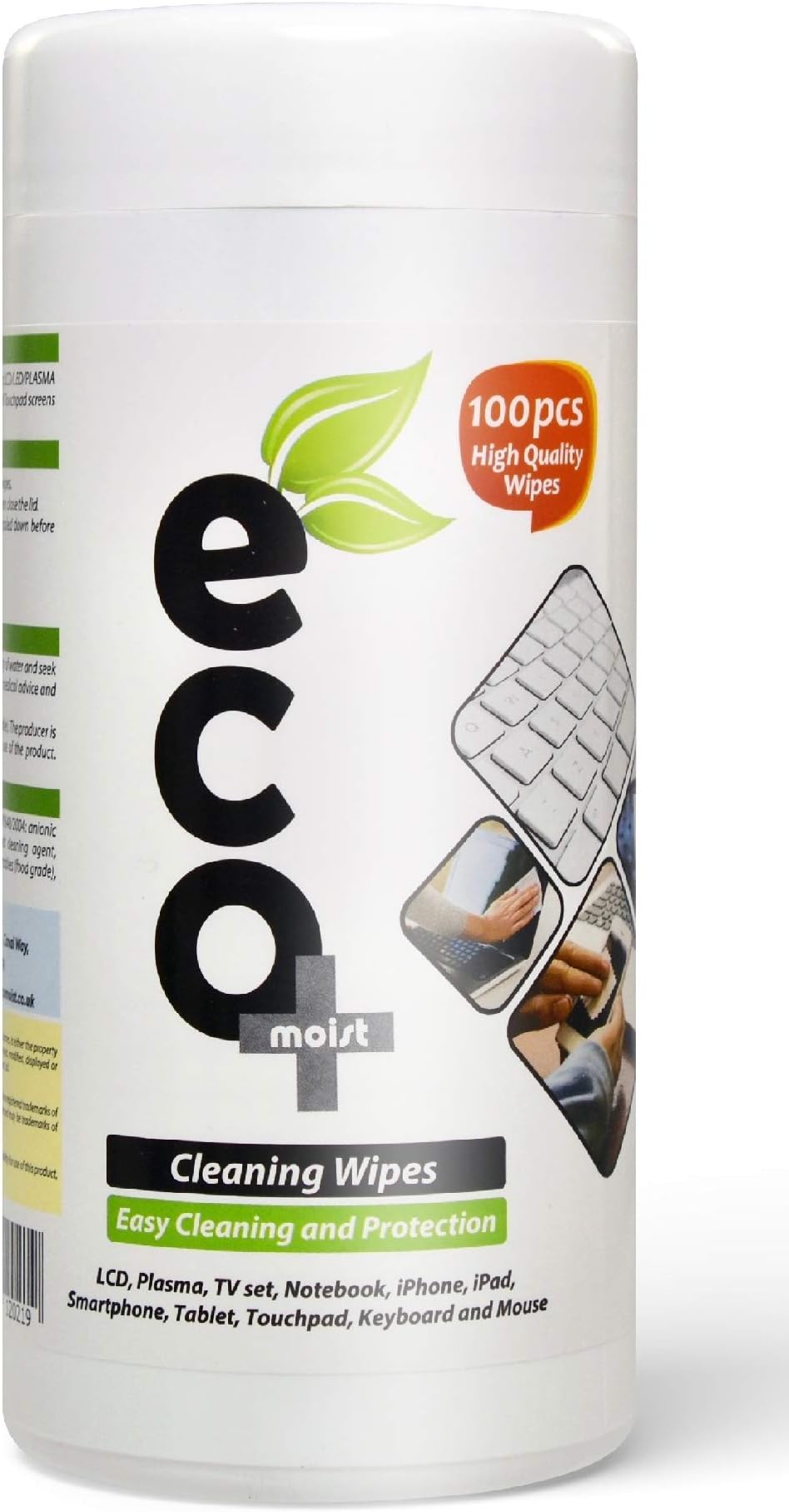 Ecomoist Cleaning Wipes LCD LED Plasma TV PC Notebook Monitors Mobile Phones Tablet Keyboard Touchscreen (100 Wipes) Eco Friendly