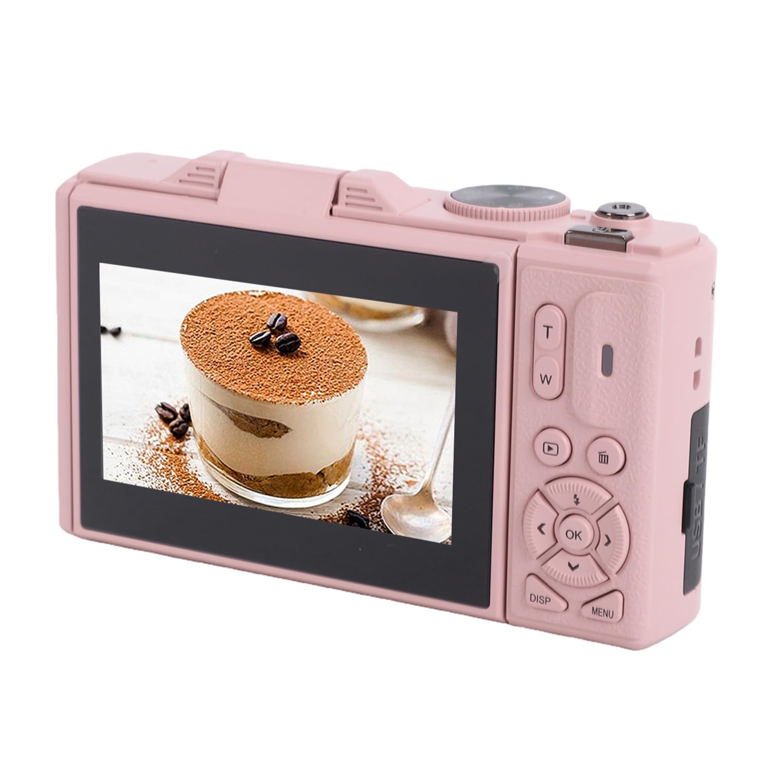 Akozon Fotocamera Digitale 5K Fotocamera per Vlogging da 80 MP Zoom Digitale 18X Schermo Ribaltabile IPS da 3 Pollici con Videocamera per Principianti, Rosa