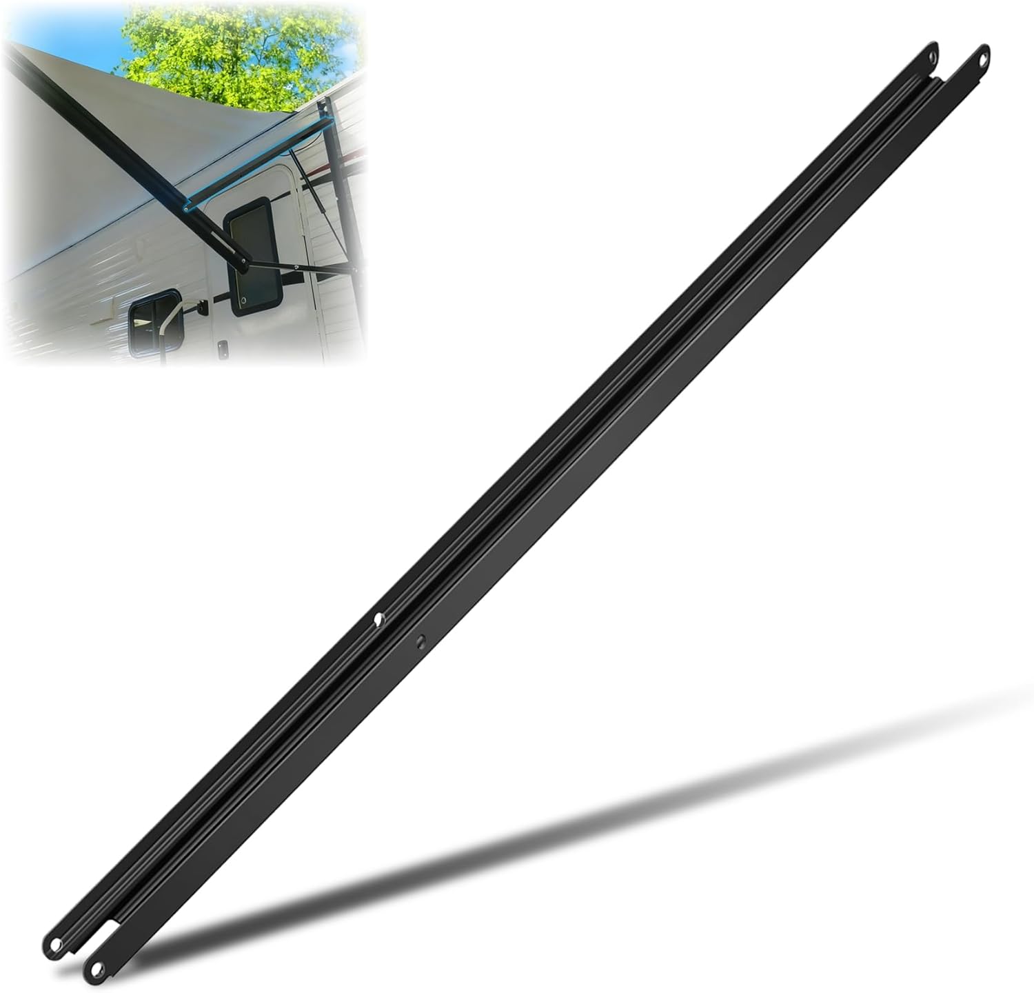 50" RV Awning Inner Drive Arm, Compatible with Solera Regal 69" Assemblies, Precision-Fit 50"x1.75" Black Aluminum Rail, Anti-Rust Powder-Coated Replacement