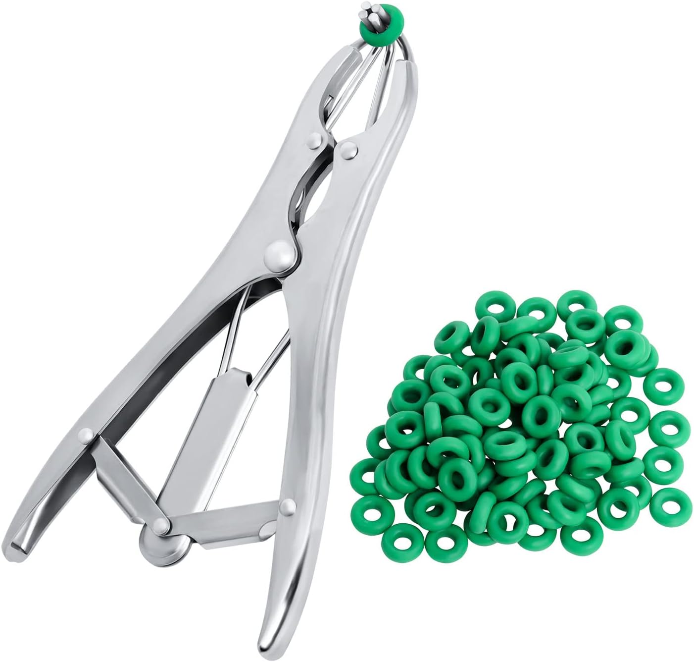 Goat Banding Kit & 100Pcs Rings, Balloon Expander Tool Pliers, Stainless Steel Balloon Mouth Expander Tools for Livestock Farm