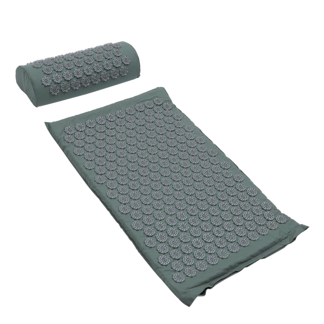 VICASKY Ensemble de Massage 2 Pièces Tapis d'Acupression Gris avec Coussin Pointes Acupression Tapis Antidérapant pour Relaxation et Bien-être Musculaire