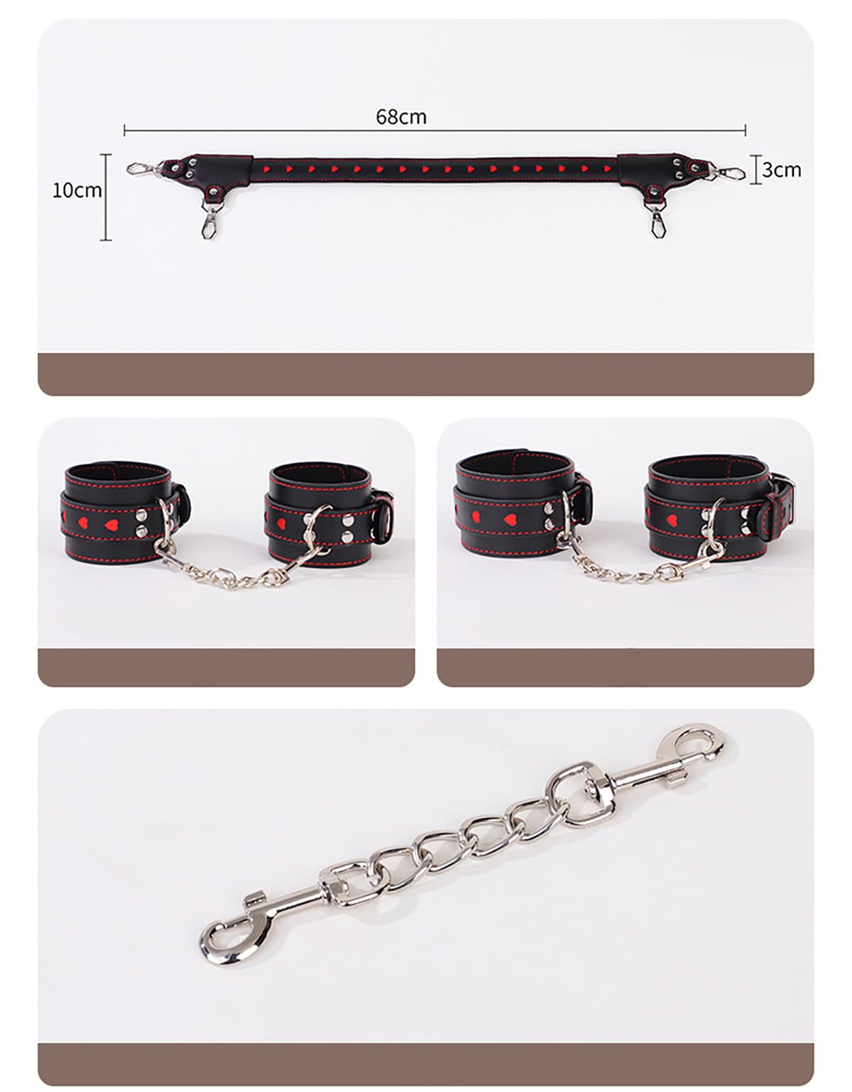 Kit de Bondage BDSM avec Barre d’Écartement – Menottes et Entraves Réglables pour Couples, Ensemble Polyvalent pour Jeux de Rôle, Proximité Créative et Moments Partagés