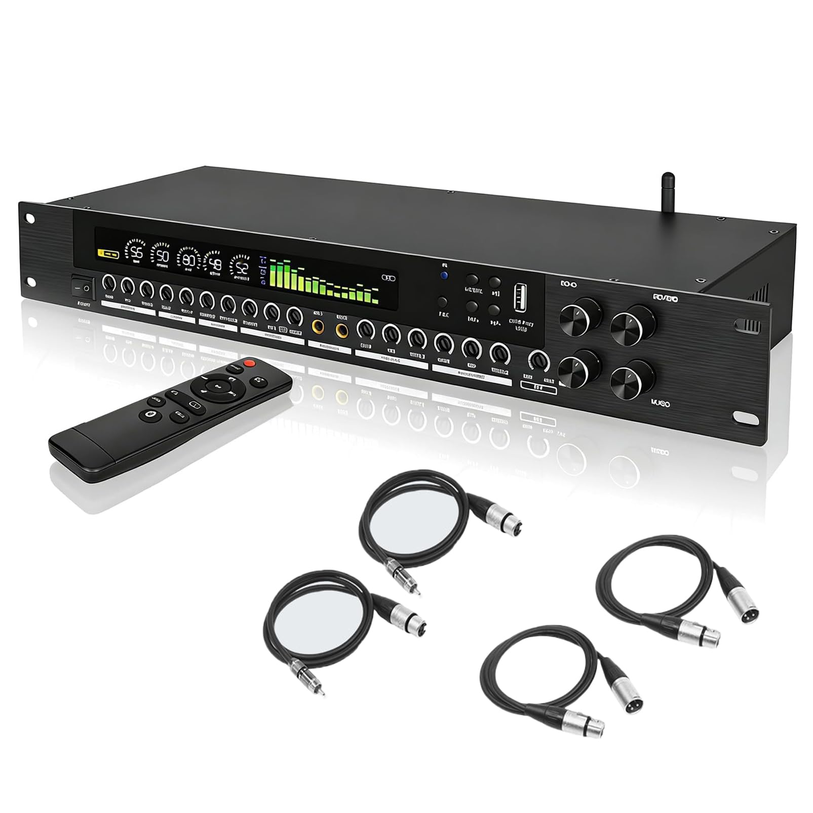 Procesador de audio digital con pantalla LCD, antiaullidos y efectos ajustables de espectro dinámico para uso doméstico, escenario e iglesia