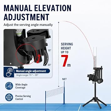 Portable Automatic Badminton Serving Machine with Wheels, Shuttlecock Feeder for Solo Training