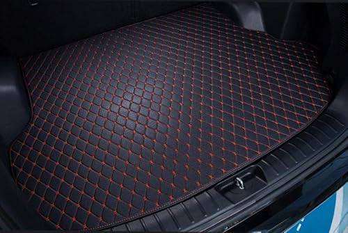 Custom Car Cargo Mat Car Boot Liner Waterproof Anti-Slip All Weather Protection Leather Material, Compatible with 95% Car Model Trunk Carpet Liners (Black Red)