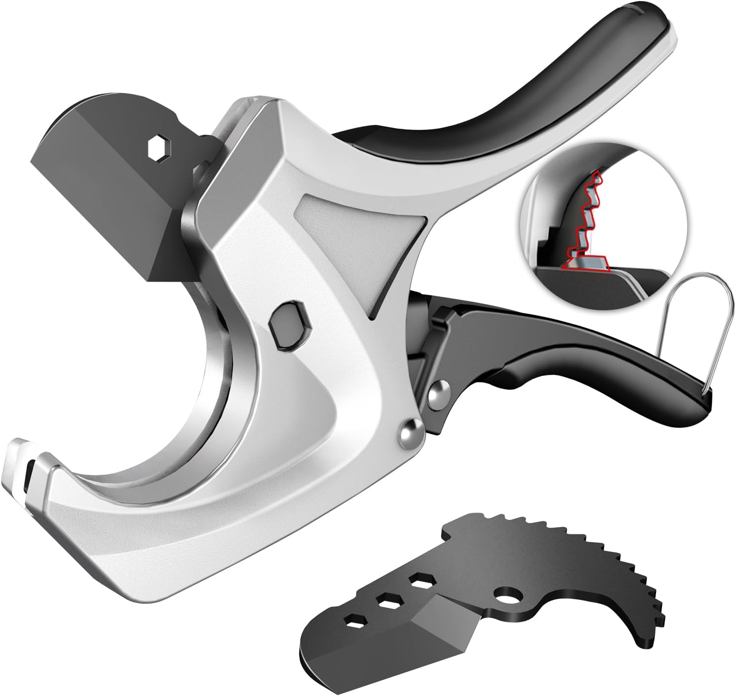 AIRAJ Ratchet Pipe Cutter,Cuts Up to 42mm PEX,PVC,PPR Plumbing Pipes,Plastic Pipe Cutters with Sharp SK5 V-Blade,PVC Cutter Tool for Home and Plumbing Repairs