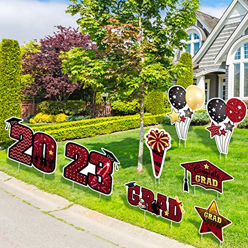 Wironlst Graduation Yard Sign 2023 Graduation Decorations, Grad Yard Signs With Stakes Waterproof Lawn Decor For Class Of 2023 High School College Graduation Party Decorations Supplies (Red) #TOP6