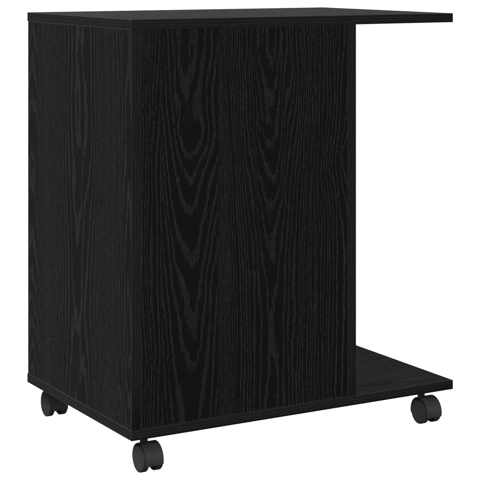 Druckerständer mit Rollen aus Holzwerkstoff in Schwarz Eichen-Optik, 60 x 40 x 68.5 cm, mit Schubladen für Stauraum, rollbares Design für Flexible Büroorganisation