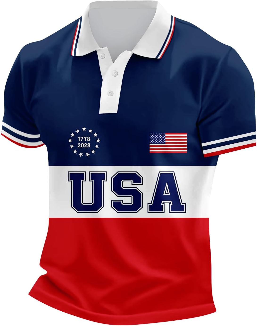 Men's Business Casual USA Polo Shirt Short Sleeve 250 Anniversary Tshirt We The People American Patriotic, S-3XL