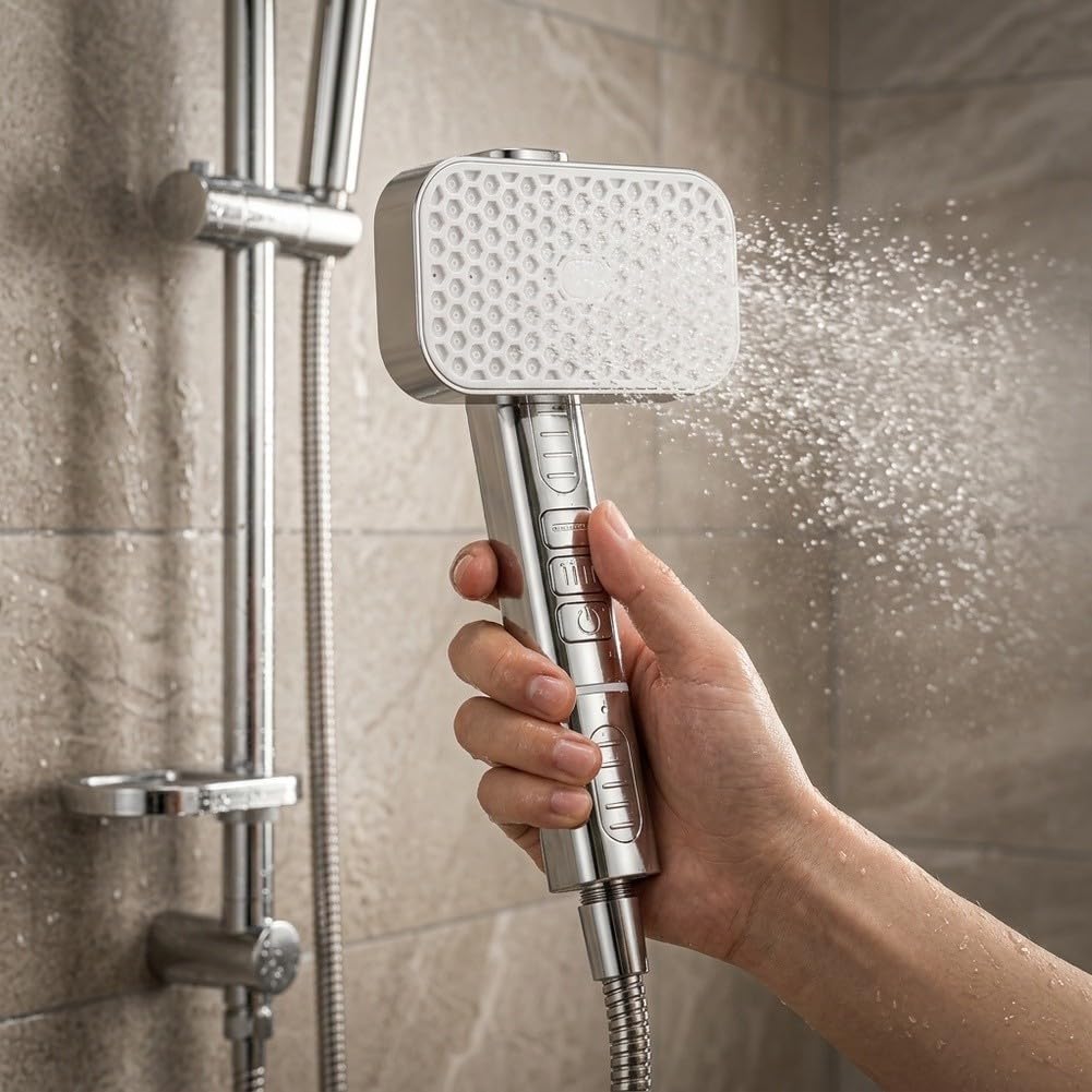 Fauhapyway Cabezal para ducha con para filtro 120mm Antical Silicona Cabezal(silver)