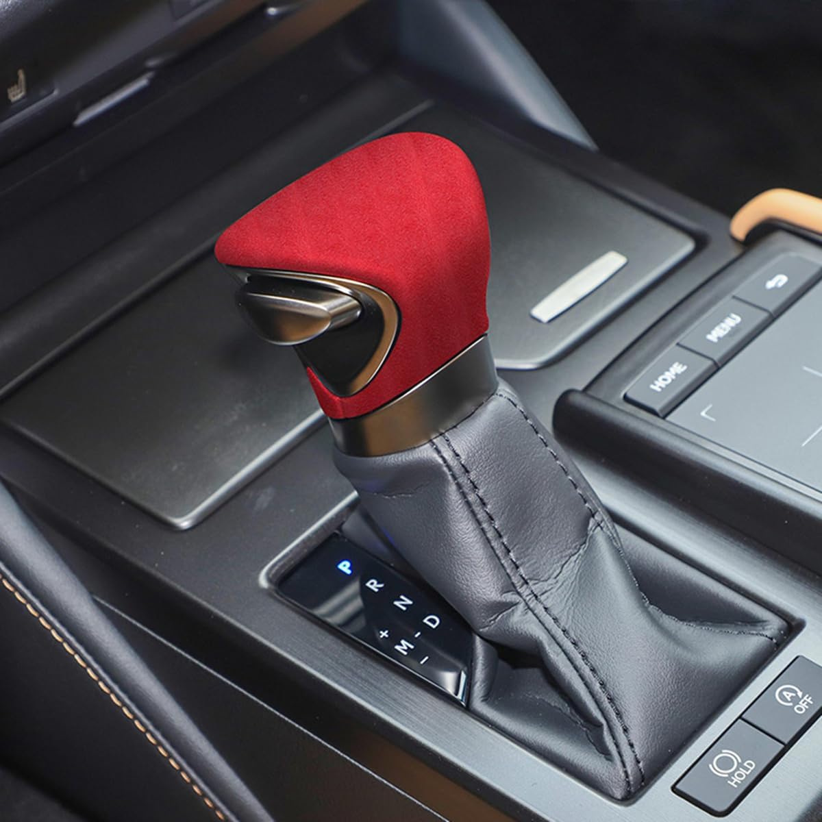 ZiWen Interior Trim Suede Center Gear Shift Knob Cover Accessories for Lexus ES UX 250 250h 300h 350 2019 2020 2021 2022 2023 2024 2025 F Sport (Suede Black)