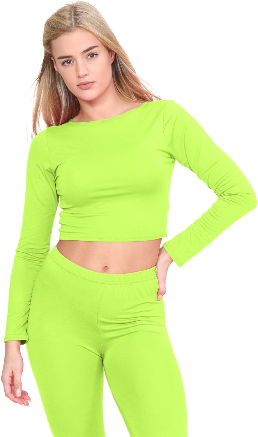 Vrouwen Duim Gat Workout Shirts T-shirt Lange Mouw Ronde Hals Slim Fit Crop Top, Bruin, L