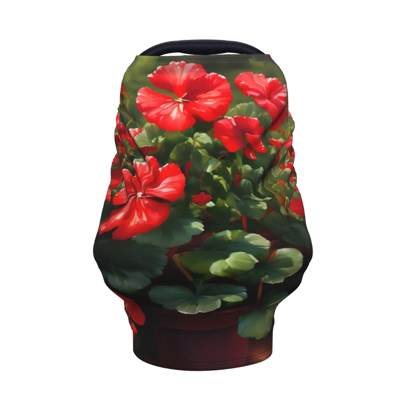 XZDHYZ Red geraniums Versatile full-print Stroller Chair Cover/Nursing Cover, specially designed for your baby, Black