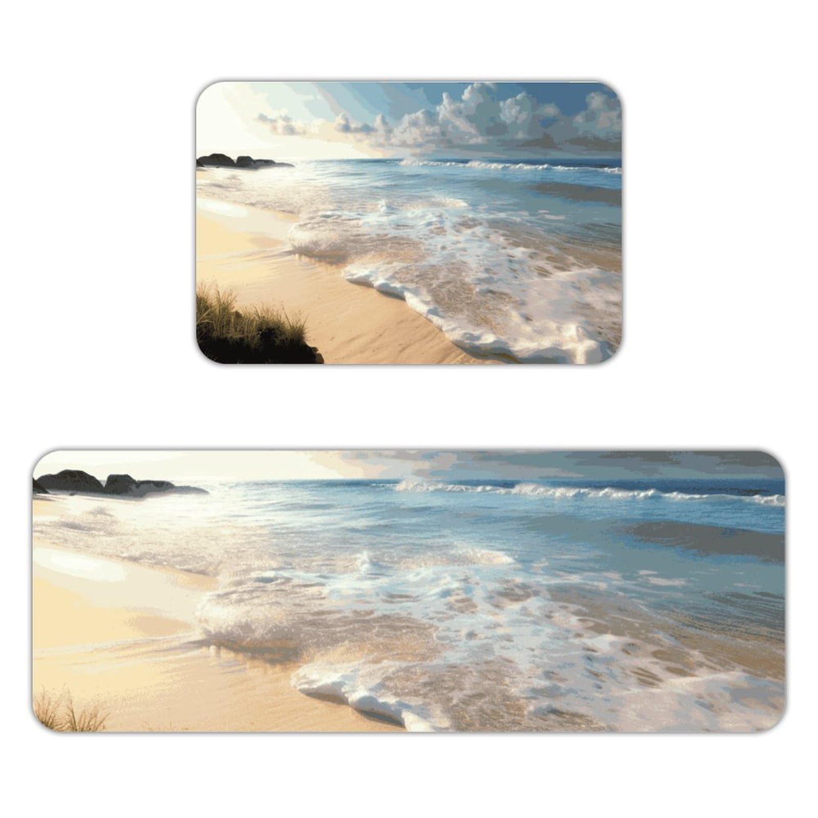 Tapete de cocina aterciopelado Serene Coastal ideal para proteger el suelo del fregadero