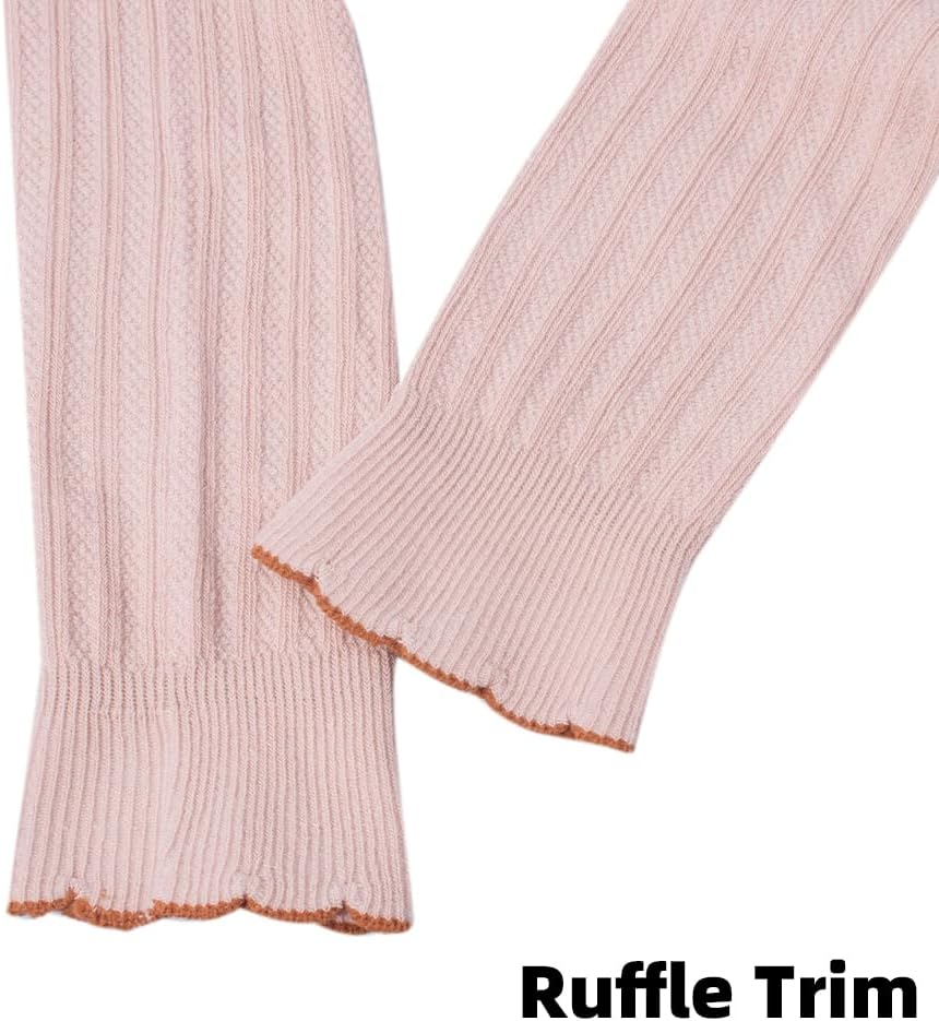 Looching Baby Girls Cable Knit Legging Flared Solid Warm Footless Knitted Tight Stocking Pant Toddler Kids,5 Pack - Image 4