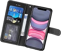 Vista 3 de Funda compatible con iPhone Xs X 10 y 10s y protector de pantalla de vidrio templado, funda para monedero, tarjetero con cordón, fundas
