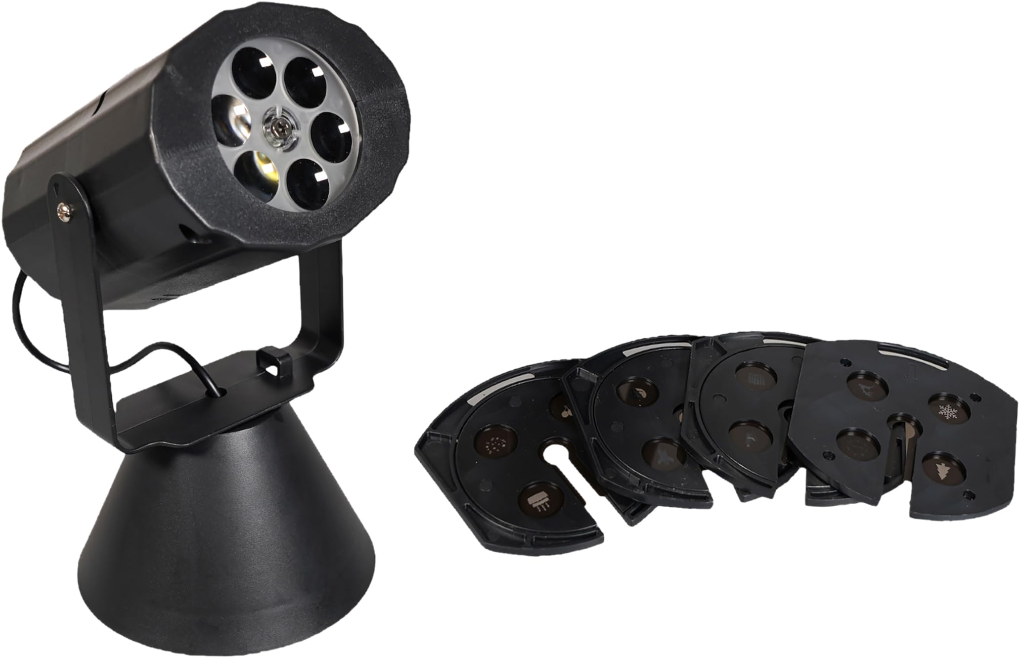 Electrovision Xmas Haus Festive Christmas LED Projector with 4 Festive Moving Slides Battery Operated, Black, 180x100x100mm