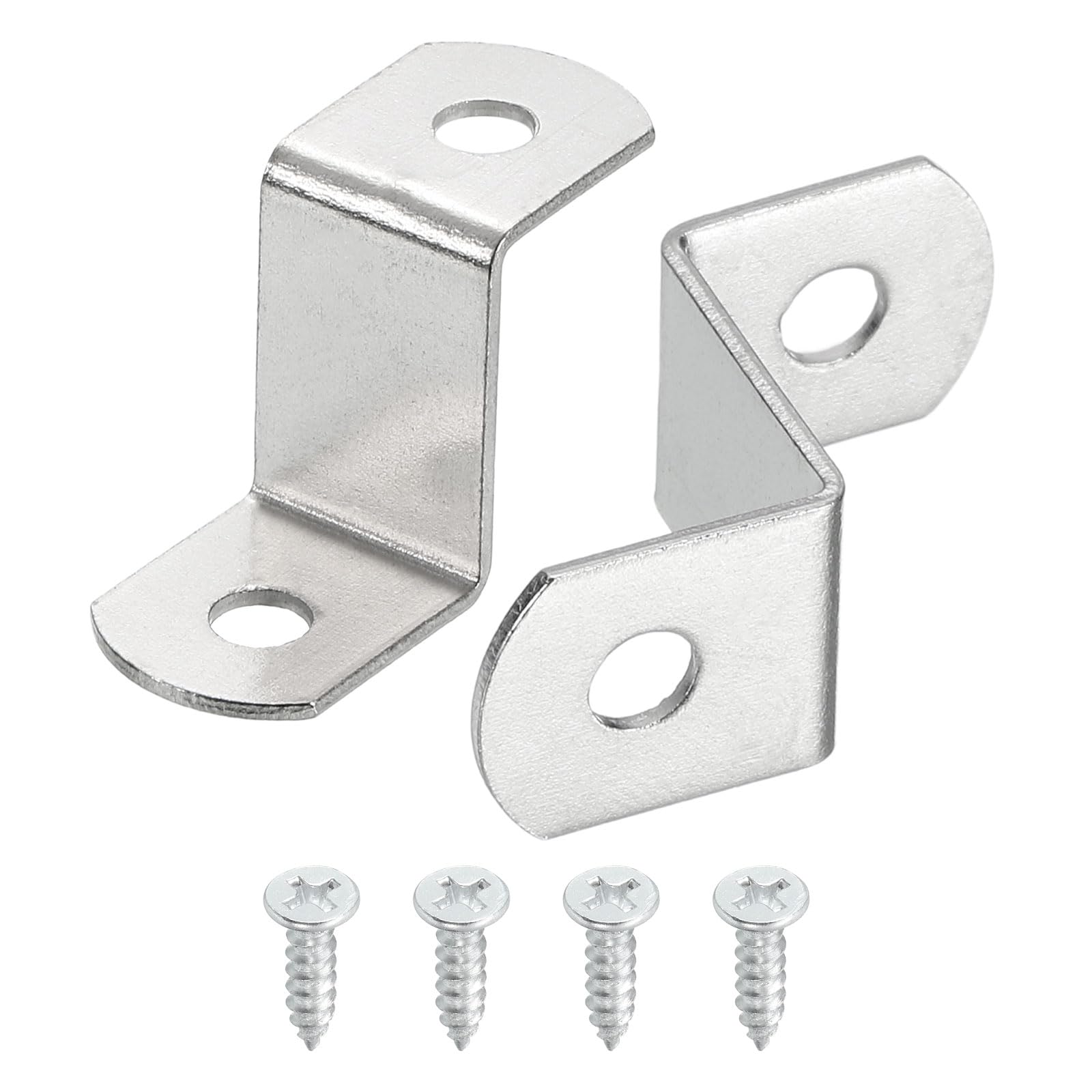 uxcell 25 Pcs 3/4" Offset Canvas Clips, Picture Framing Mirror Clips Z Shape Canvas Painting Mounting Clips with 2 Mounting Hole with Screws, Silver