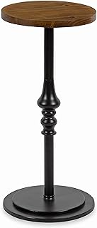 Kate and Laurel Stratton Rustic Pedestal Table, 12" x 12" x 26", Rustic Caramel and Black, Decorative Pedestal Table for Smaller Living Areas