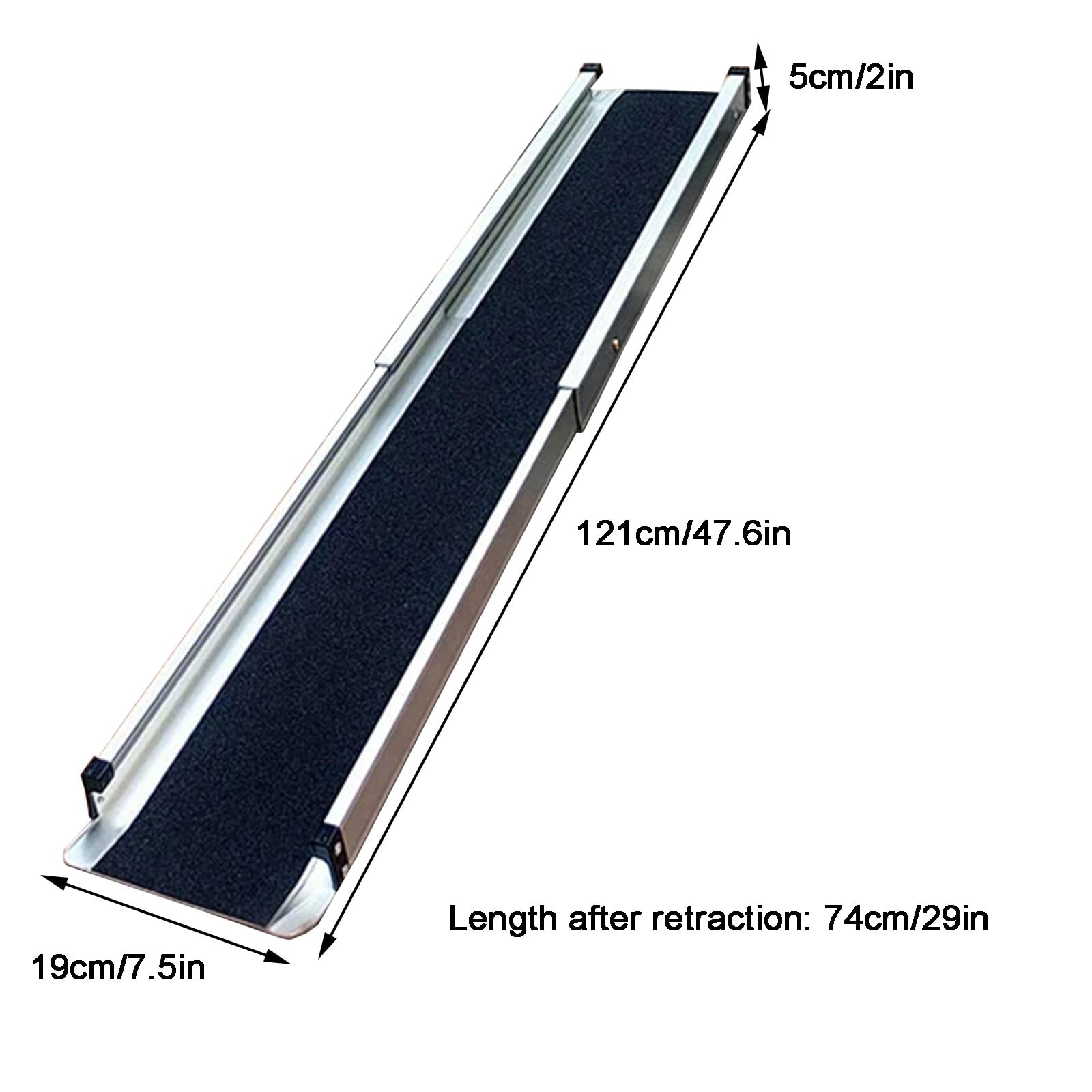 2 Rampas para Silla de Ruedas, Rampa de Transición Telescópicas, con Bolsa de Almacenamiento, Capacidad de 300 kg, para Escalones, Escaleras y Entradas(121cm/47.6in)