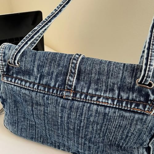 Sac en jean à double sangle avec plusieurs compartiments de rangement - 3