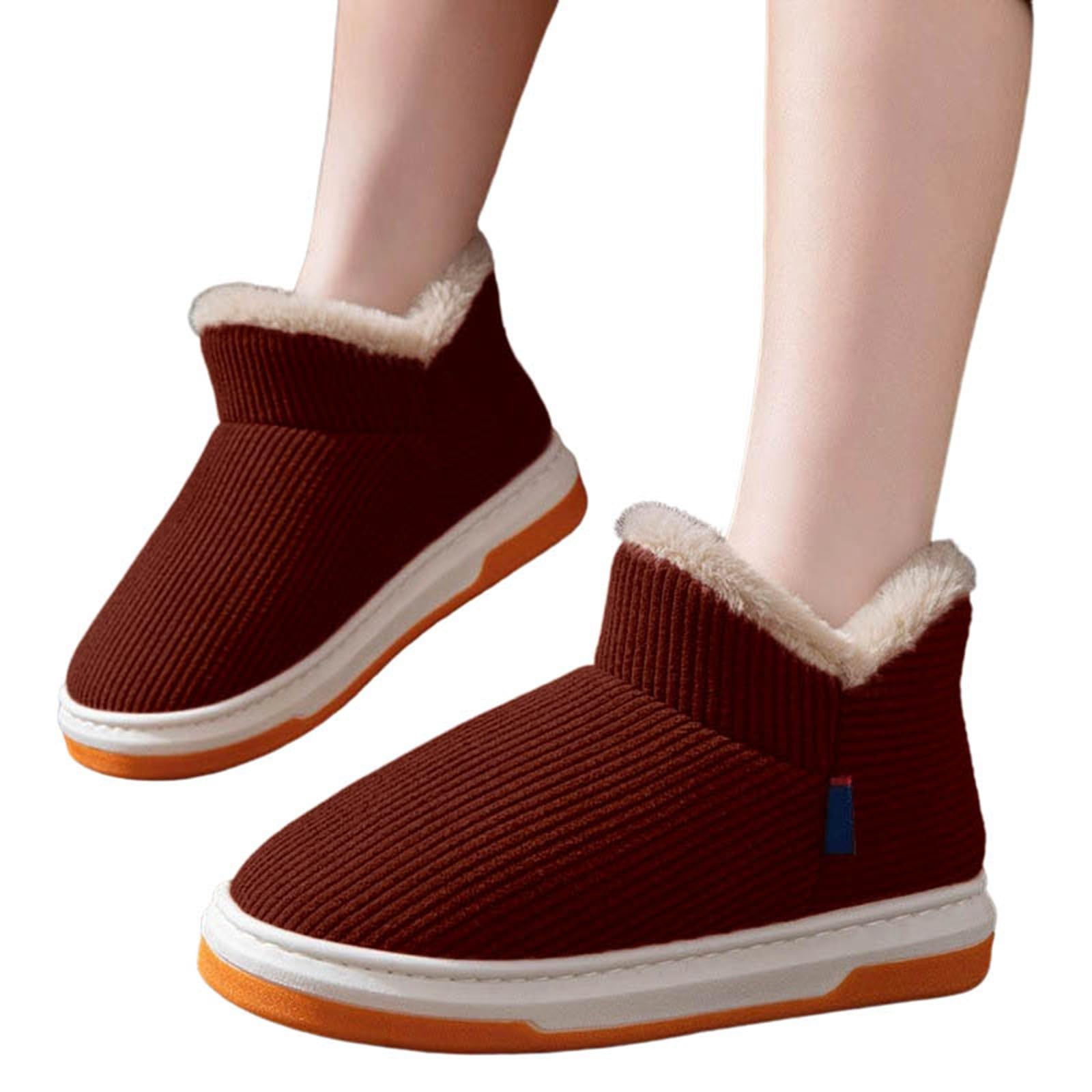 Pantuflas de invierno para mujer, para interiores y exteriores, zapatos acogedores con suela gruesa y diseño de tacón cerrado, máxima calidez y comodidad durante el clima frío