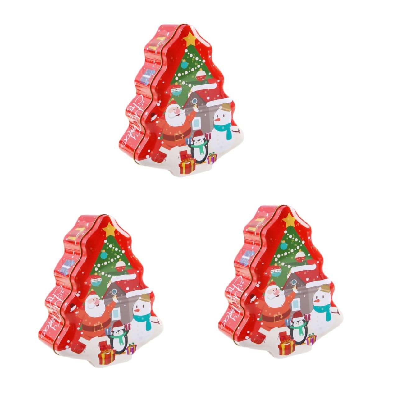 Ciieeo 3st Weihnachts-süßigkeitenschachteln Lagerung Lagertank Süßigkeiten Metalldosen Geschenkdosenhalter Dosen Behandeln Weihnachtstisch Weißblech Mit Geschenkbox Blechbüchse