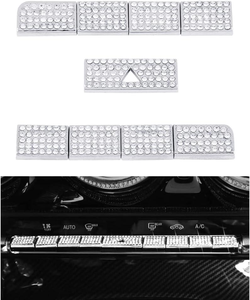 1797 Bling AC Button Covers for Mercedes Benz CLA GLA GLB GLE GLS A-Class Accessories 2020-2022 Air Conditioning Control Switch Caps Crystal Silver 9Pcs/Set