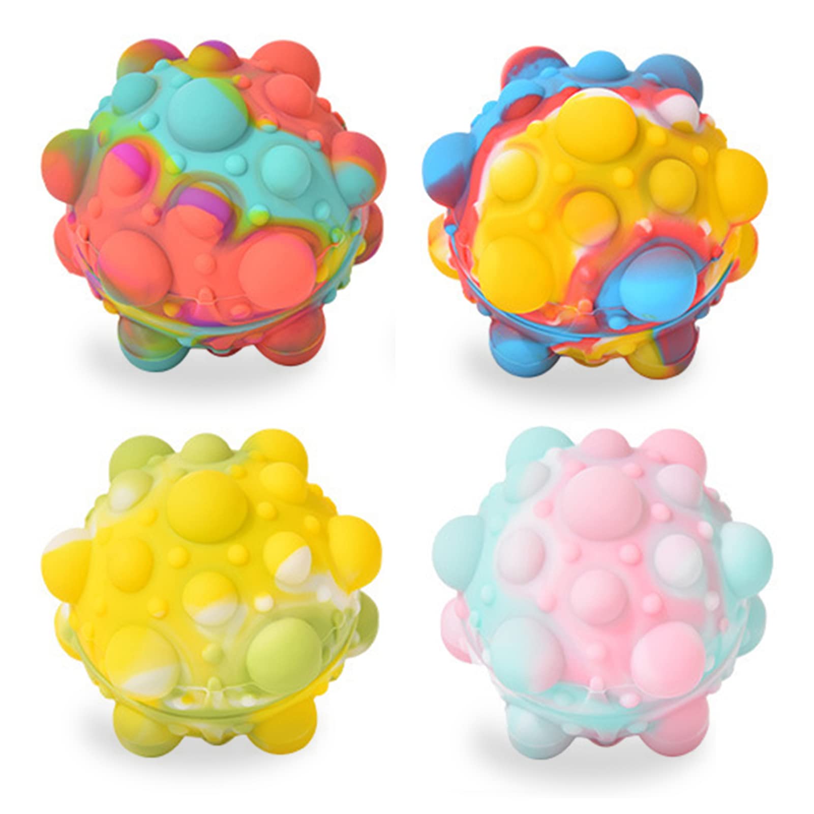 4 PCS Pop Fidget Ball Popper Its Toys,Poppers Its Stress Ball Fidgets,Poppit Fidget Toys,3D Anti-Pressure Squeeze Pop Ball It Fidget Toy,Party Favors,Goodie Bag Stuffers for Kids Adults (colour2)