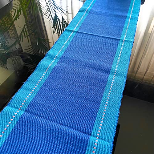 Image of RANGBHAR Cotton Table Runner For 6 Seater Dining Table, Heat Resistant Striped Table Runners For Living /Dining Room , 12 X 72 Inches , Navy Blue, Large