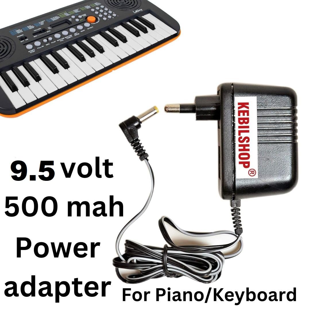 KEBILSHOP Power Adapter for Casio Piano and Other Electronics Keyboard | 9.5 Volt 500 mA Power Keyboard Adaptor-Black - Image 2 thumbnail