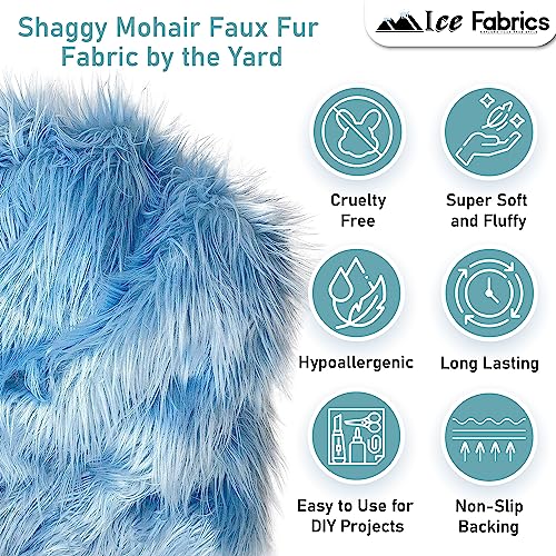 Ice Fabrics Faux Fur Fabric by The Yard - 60 Inches Wide Super Soft and Fluffy Shaggy Mohair Fur Fabric for Costumes, Apparel, Rugs, Pillows, Decorations and More - White - One Yard by Ice Fabrics - Image 2