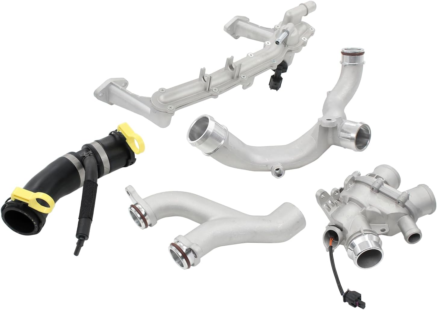 Aluminum Coolant Water Pipe System Kit with Water Pump and Thermostat for Jaguar XJ 3.0 2013-18, F Type 2014-17, XF 2013-17, Land Rover Discovery 2017-20, Range Rover 2014-19, LR4 2014-16