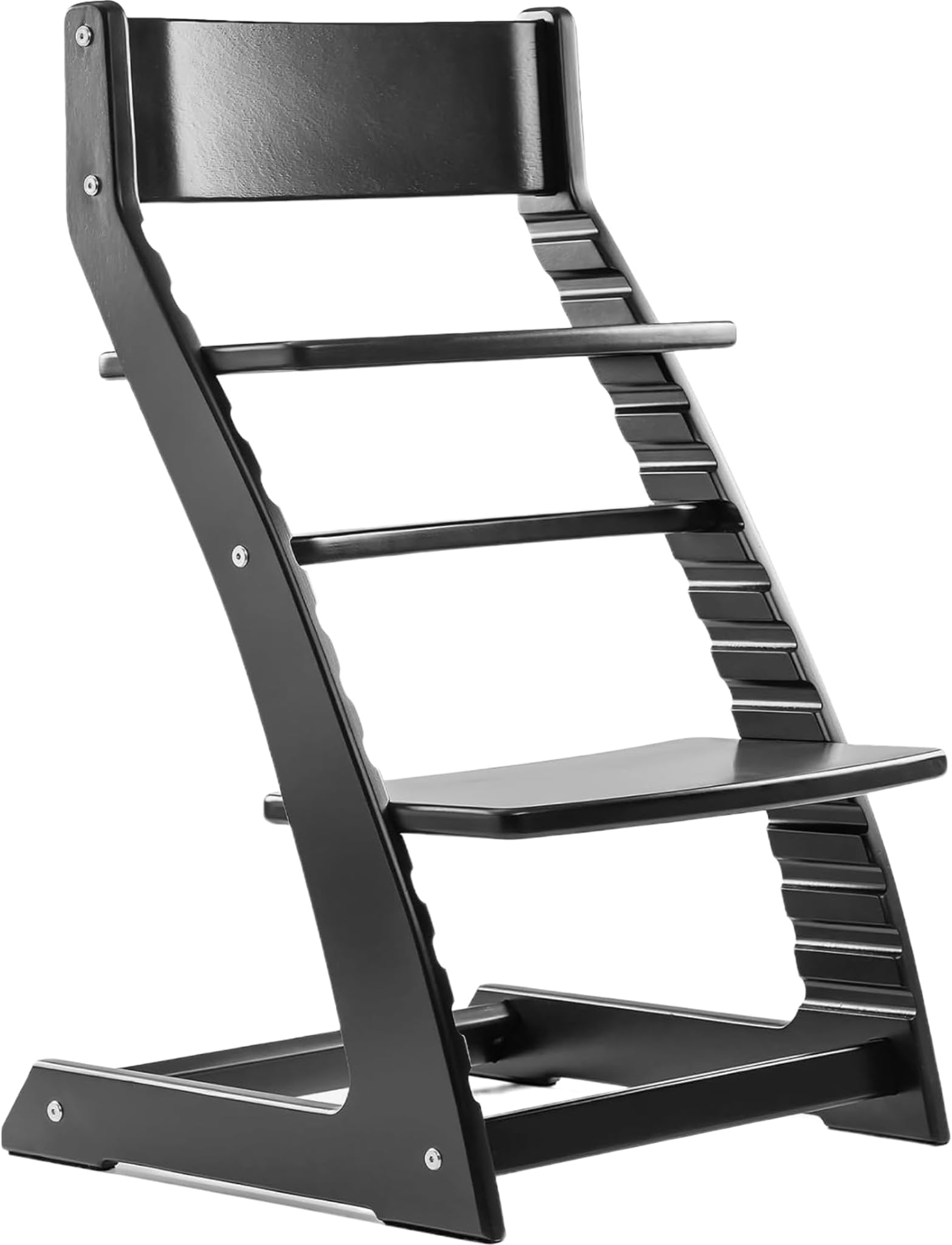 FORNEL Wooden High Chair for Toddlers and Kids, Adjustable Grow with Me Chair for Dining Table, Birch Wood Convertible Youth Seat, Holds up to 200 lb, Black