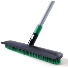 Eyliden Floor Scrubbing Brush with 140cm Long Handle, 2-in-1 Bathroom Shower Cleaning Brush with Squeegee & Stiff Bristle, Sweeping Broom Indoor for Floor Tile Hardwood Kitchen Patio Pool Deck