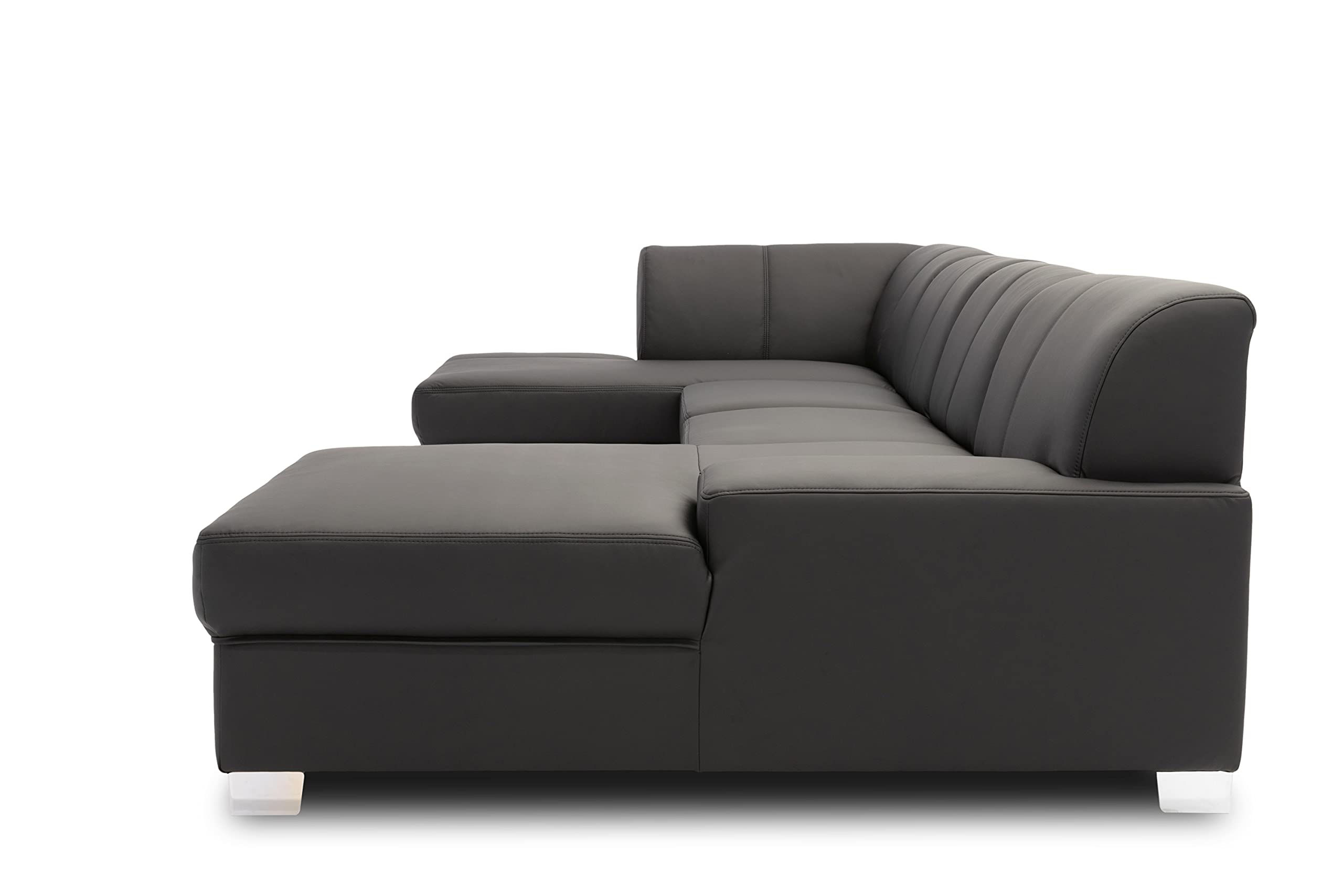 DOMO. collection Wohnlandschaft Star, Sofa in U-Form, Longchair rechts, Couch in Kunstleder, 304 x 150 x 150 cm (BxTxH), schwarz