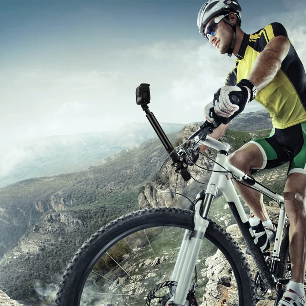 Andoer Perche à selfie invisible, support pour caméra de vélo, bâton à selfie réglable pour moto, montage sur guidon, support pour caméra de 27,9 cm à 113,5 cm avec filetage de 1/4 de pouce pour