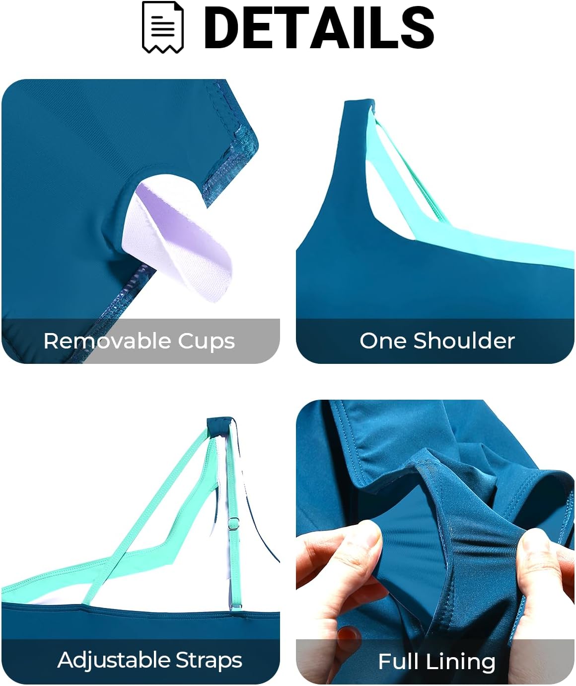 Aqua Eve Women Plus Size High Waisted Bikini One Shoulder Two Piece Swimsuit Color Block Bathing Suits - Image 5