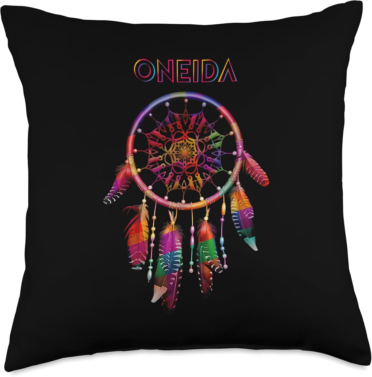 Oneida Native American Indian Colorful Dreamcatcher Tribal Throw Pillow